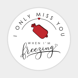 I only miss you when I'm freezing funny parody design hot-water bottle edition Magnet